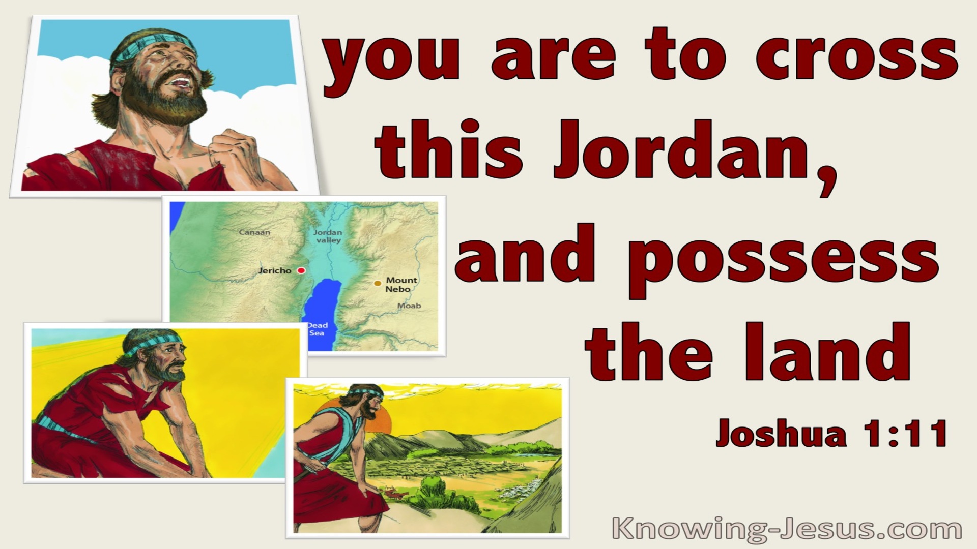 Joshua 1:11 Cross Jordan And Possess The Land (red)